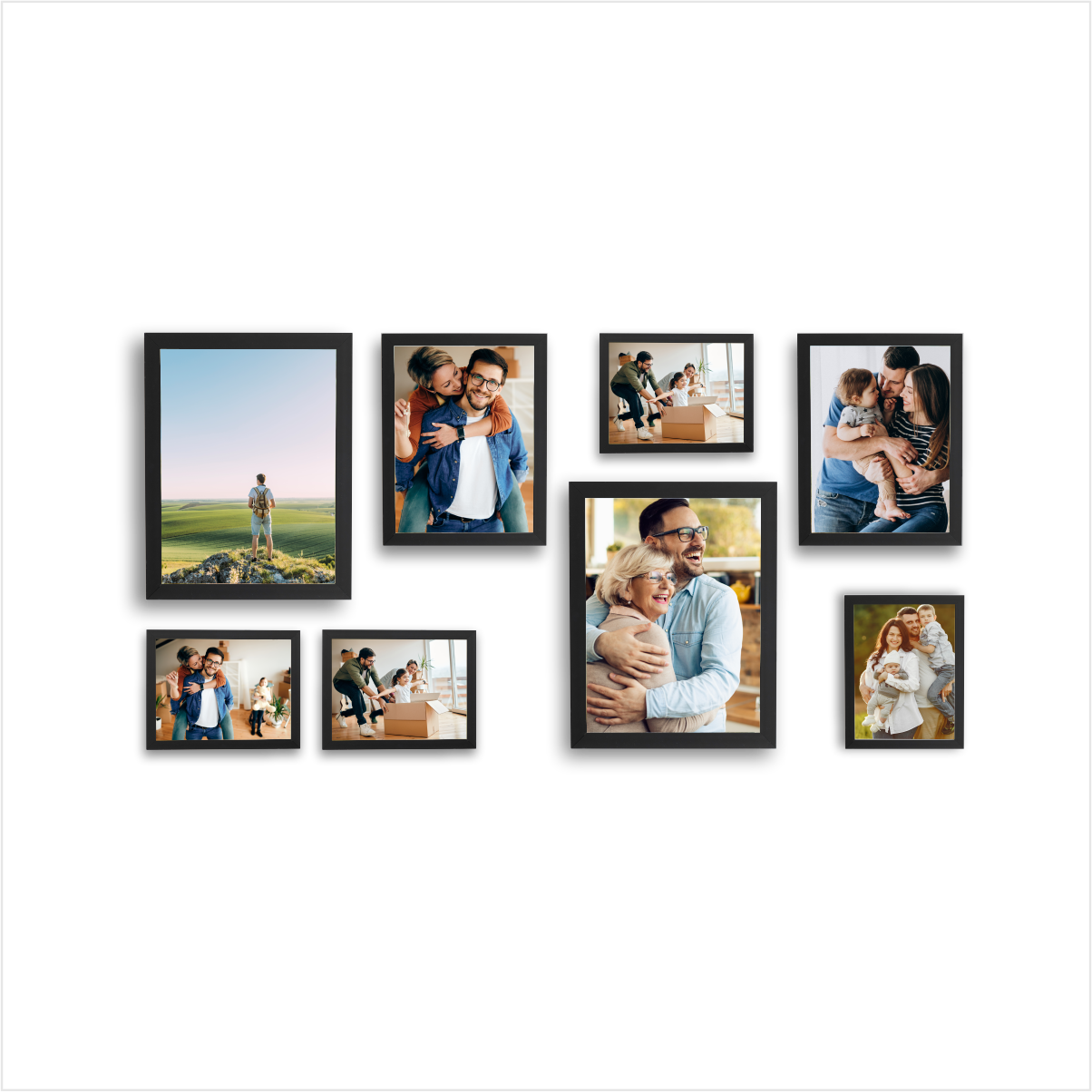 Mosaico de Porta Retrato Kit 8.2 -(15x20 / 20x25 / 10x15) Linha One Acetato Cor:preto