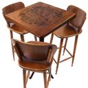 Ver imagem 1 de Cj Mesa Madeira 60x60cm - Bistrô Fixa 98cm + 3 Banquetas 73 - Natural - Beer Happy Hour