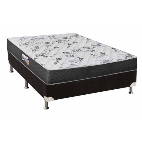 Cama Box Casal: Colchão Anatômico Herval D28/EP Ortopedic Black+ Base CRC Suede Black(138x188)