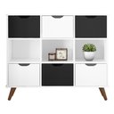 Ver imagem 1 de Nicho Organizador Multifuncional 3 Nichos 6 Gavetas Pés Retrô Cube Q01 Branco/Preto - Mpozenato