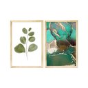 Ver imagem 1 de Kit 2 Quadros Decorativos Sala Estar Moldura Pinus Plantas Folhas Abstrato