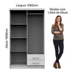 Guarda Roupa Solteiro 4 Portas 2 Gavetas Fiori Móveis Castro - 5