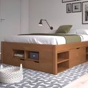 Ver imagem 4 de Cama Charme Casal Cor Amêndoa com 4 Gavetas e 12 Nichos 199 Cm - 73810