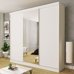 Guarda-roupa Casal 3 Portas de Correr e 3 Espelhos Evidence - Branco - 1