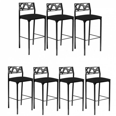 Kit 7 Banquetas Luiza Corino Preto