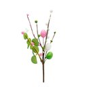 Ver imagem 1 de Galho Decorativo de Pascoa com Ovos Coloridos e Folhas 30cm
