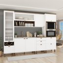 Ver imagem 1 de Cozinha Completa Modulada 6 Peças 1 Cristaleira 2 Armários Aéreos 1 Paneleiro 2 Balcões Iluminata Branco/Ébano