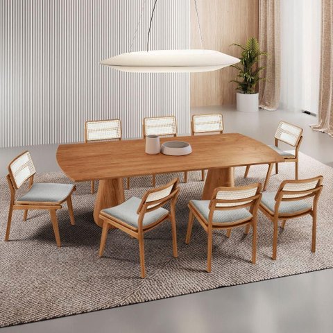 Conjunto de Jantar Noronha com Cadeiras Eva Premium 220cm Imbuia Mobillare