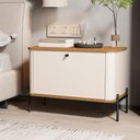 Ver imagem 2 de Mesa de Cabeceira Quarto Tucupí com 1 Porta e Pés de Metal Off White/nature/preto