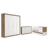 Dormitório Infantil Affetto New com Guarda Roupa, Cômoda e Berço Premium Amêndoa/Branco Acetinado -  - 1