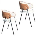 Ver imagem 1 de Kit 2 Cadeiras Yara Estofada Luxo Sala de Jantar Design Moderno:Bege/Marrom