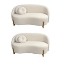 Ver imagem 2 de Kit 02 Sofás Orgânicos 2 Lugares C/2 Almofadas Curvo Sala Recepção Amsterdã Boucle Off White - Monta