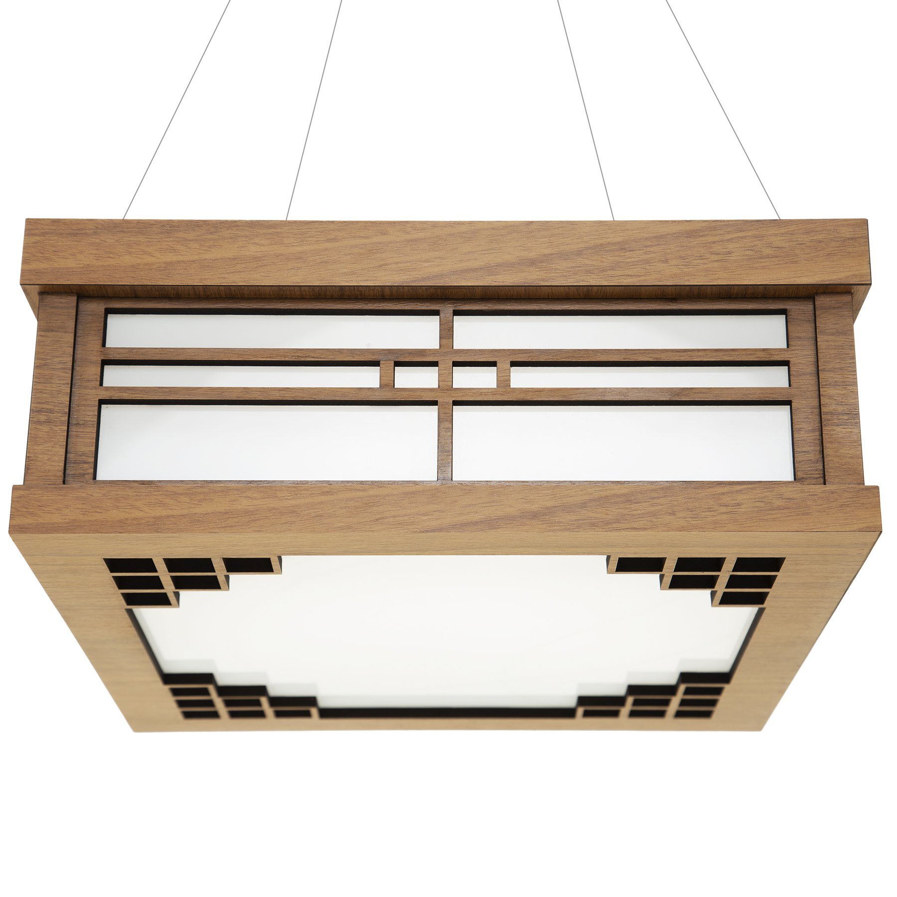 Luminária Decorativa Madeira Pendente Quadrado Itapuã 60cm