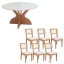 Ver imagem 2 de Mesa de Jantar 1,35m C/ 6 Cadeiras Dalla Costa 100% Mdf Cor:off White com Freijó e Cesare Claro
