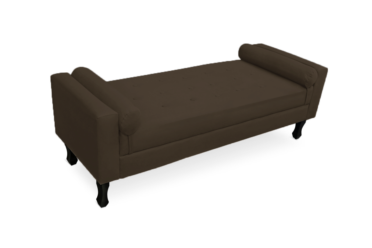 Recamier Sofá Fênix Baú Estofado 100cm Suede Marrom - DL Decor - 1