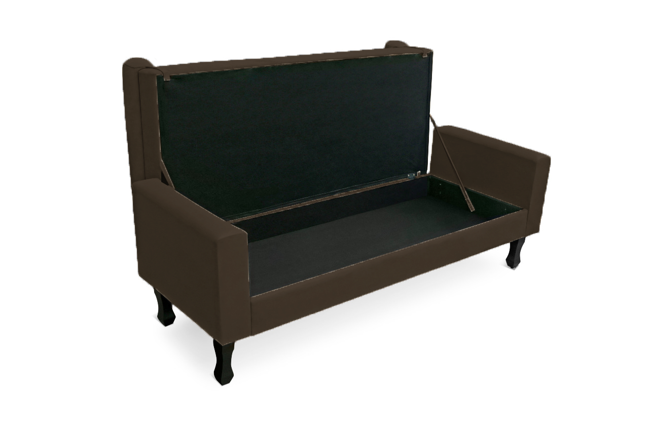 Recamier Sofá Fênix Baú Estofado 100cm Suede Marrom - DL Decor - 2