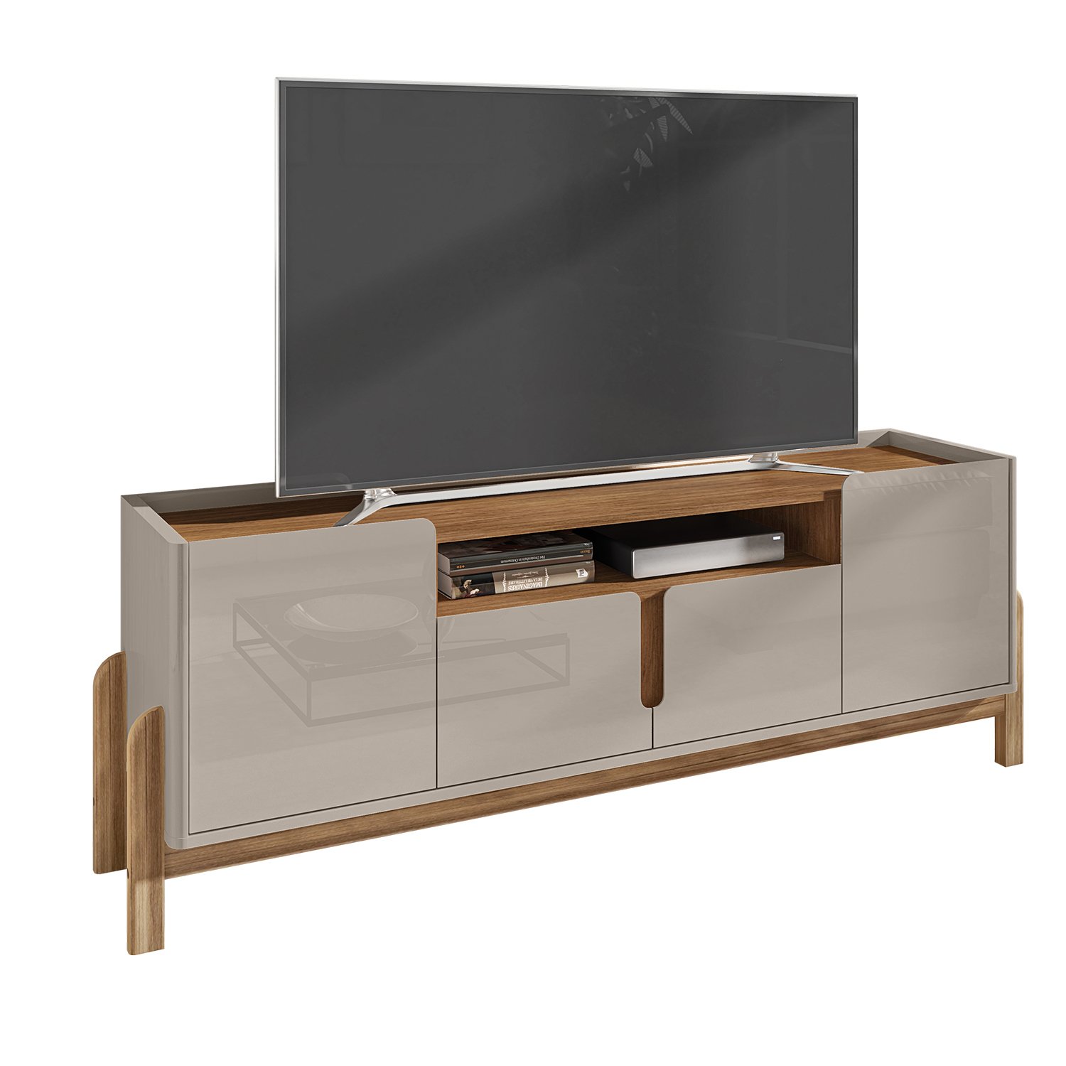 Rack com Painel 1.80 Lizz Off White com Cedro - Móveis Casa D
