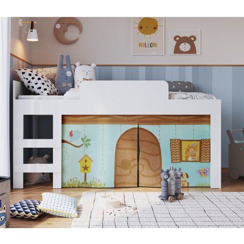Cama Infantil Protetor e Cortina Alegria Meu Fofinho . Branco