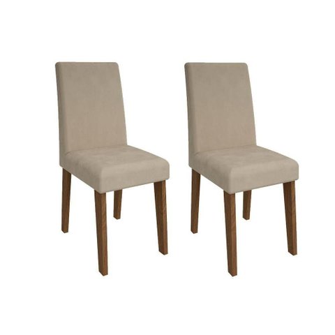 Kit 2 Cadeiras de Cozinha Milena 2 Un Savana-nature/suede Nude Bege - Cimol