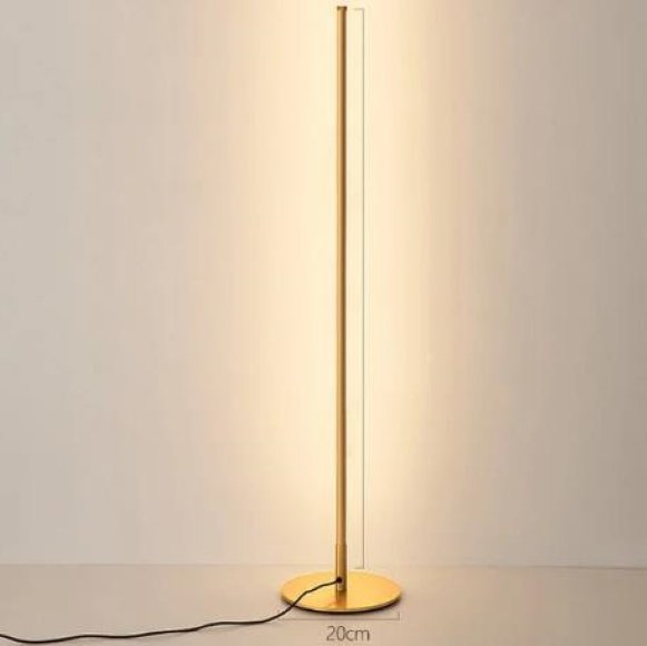 Luminária Chão Slim Linear Perfil de Alumínio e Acrílico para Fita Led 95cm de Altura - Dourado - 1