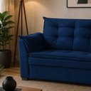 Ver imagem 3 de Sofá Opala 2 Lugares 140cm Azul Marinho Suede Porto Estofados Convencional
