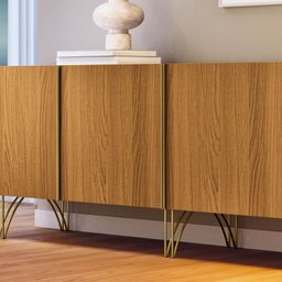 Aparador Buffet Bancada Saluti Hb Móveis 220cm - Off White/cinamono - 4