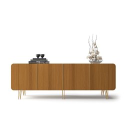 Aparador Buffet Bancada Saluti Hb Móveis 220cm - Off White/cinamono - 6