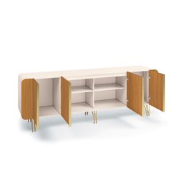 Aparador Buffet Bancada Saluti Hb Móveis 220cm - Off White/cinamono - 3