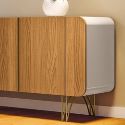 Aparador Buffet Bancada Saluti Hb Móveis 220cm - Off White/cinamono - 5
