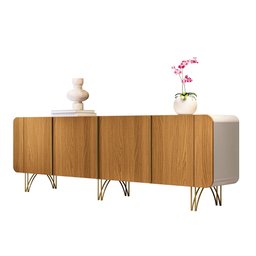 Aparador Buffet Bancada Saluti Hb Móveis 220cm - Off White/cinamono - 7