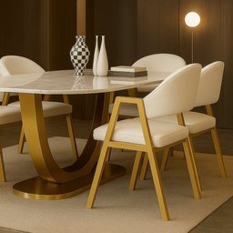 Cadeira de Jantar Antonella Corino Estilo Poltrona com Pés Dourado - 7 Decor Branco - 2