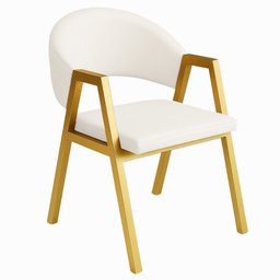 Cadeira de Jantar Antonella Corino Estilo Poltrona com Pés Dourado - 7 Decor Branco - 1