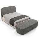Ver imagem 2 de Cabeceira Cama Box Casal 140cm Lanna com Puff Recamier Doha W01 Linho Mescla Chumbo - Lyam Decor