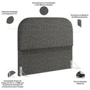 Ver imagem 3 de Cabeceira Cama Box Casal 140cm Lanna com Puff Recamier Doha W01 Linho Mescla Chumbo - Lyam Decor