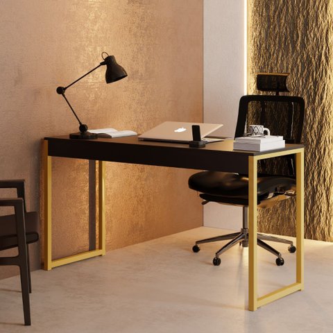 Avaliando Mesa Escrivaninha Industrial Desk 90 Color Pés de Ferro Preto Dourado