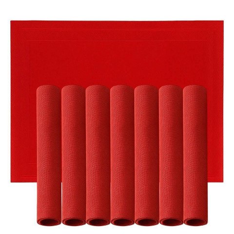 Jogo 8 Lugar Americano Retangular Mesa Pvc Vermelho Executivo 30x45cm em Casa Tem