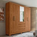 Ver imagem 1 de Guarda-roupa Casal Ópera 6 Portas 4 Gavetas com Espelho Nogueira Touch - Demóbile