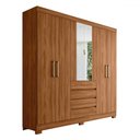 Ver imagem 2 de Guarda-roupa Casal Ópera 6 Portas 4 Gavetas com Espelho Nogueira Touch - Demóbile