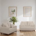 Ver imagem 4 de Kit Sofa Sena 2 e 3 Lugares Base de Madeira para Sala Hotel Linho Palha