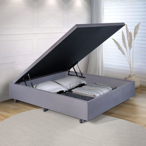 Cama Box Baú Viúva 120x203x42 Cm Suede com Pistão a Gás