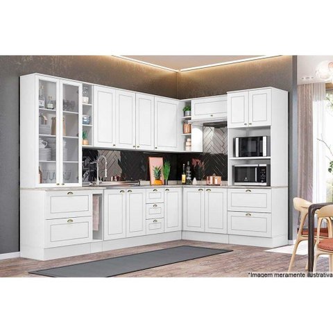 Cozinha Modulada Henn Americana 14 Peças (3 Armários + 4 Balcões + 1 Paneleiro + 6 Complementos) C14