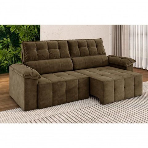 Sofá Santiago 2,20m Retrátil/reclinável Suede Marrom - Xflex Sofás