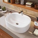 Ver imagem 1 de Cuba de Apoio para Banheiro 37x33cm Jaspe Sintético Branca Moderna Lavabo