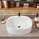 Ver imagem 2 de Cuba de Apoio para Banheiro 37x33cm Jaspe Sintético Branca Moderna Lavabo
