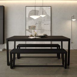 Conjunto Concept Mesa 180x90cm 2 Bancos 3 Lugares 150cm CabeCasa MadeiraOriginals - 1