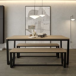 Conjunto Concept Mesa 180x90cm 2 Bancos 3 Lugares 150cm CabeCasa MadeiraMadeira - 1