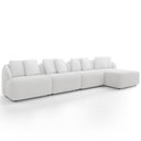Ver imagem 5 de Sofá 5 Lugares com Chaise Direito Sala Living 394cm Arlo F04 Bouclê Off White - Lyam Decor