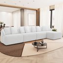 Ver imagem 2 de Sofá 5 Lugares com Chaise Direito Sala Living 394cm Arlo F04 Bouclê Off White - Lyam Decor