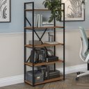 Ver imagem 1 de Estante para Livros Livreiro 5 Prateleiras Kappesberg Industrial 150cm Canela/Preto Fosco - LI006