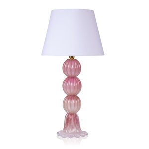 Abajur Murano Três Esferas Rosa Chiclete C/ Ouro